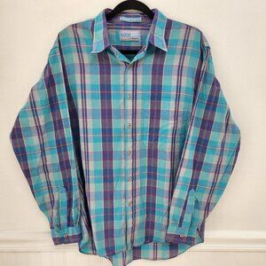 Vintage Levi's Colorgraphs Teal Purple Plaid 80s Men's Large